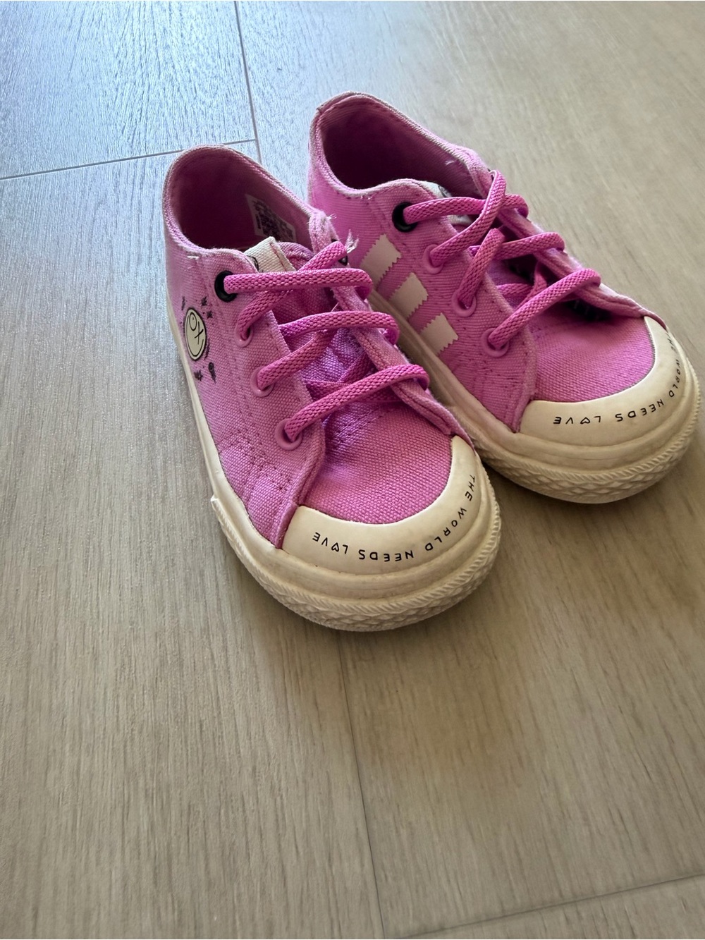 Adidas Kids Pink Canvas Lace-Up Sneakers